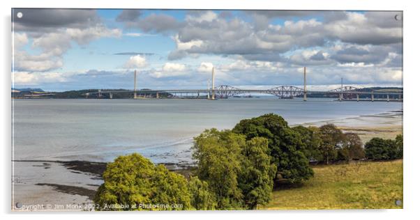 The Forth Bridges Acrylic by Jim Monk