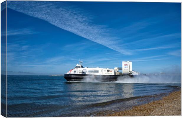 Hovercraft leaving, Southsea  Portsmouth  Canvas Print by kathy white