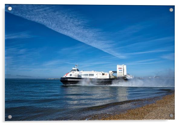 Hovercraft leaving, Southsea  Portsmouth  Acrylic by kathy white
