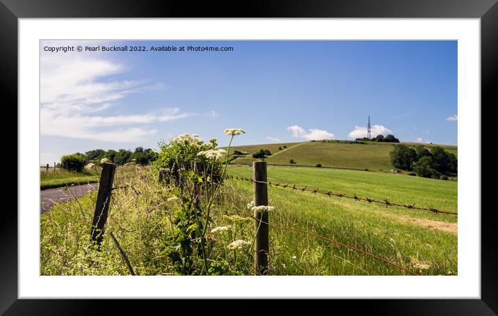 Trundle Hill South Downs Sussex Framed Mounted Print by Pearl Bucknall