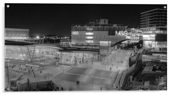 Westfield Shopping City bw Acrylic by David French