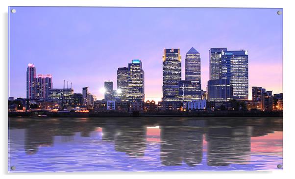 Docklands Canary Wharf sunset Acrylic by David French
