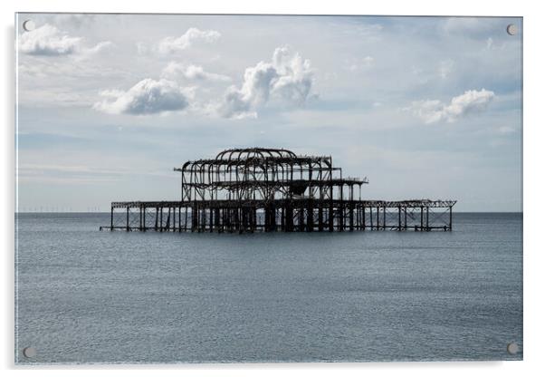 Brighton Seafront, Old west Pier,  Acrylic by kathy white