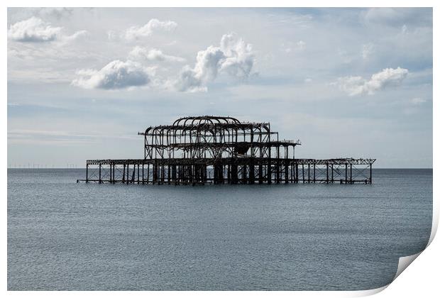 Brighton Seafront, Old west Pier,  Print by kathy white