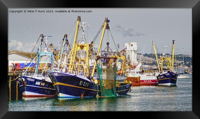 Fishing Trawlers In Port Framed Print by Peter F Hunt