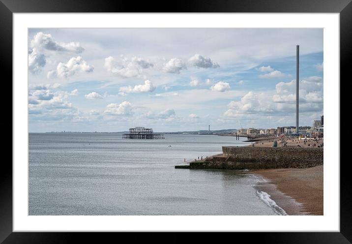 Brighton Seafront, Brighton's West Pier , and obse Framed Mounted Print by kathy white