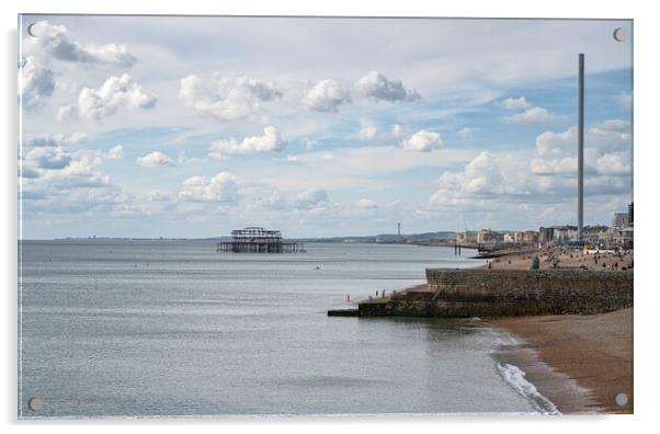Brighton Seafront, Brighton's West Pier , and obse Acrylic by kathy white