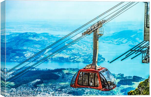 Cable Car Descending Mount Pilatus Lucerne Switzerland Canvas Print by William Perry