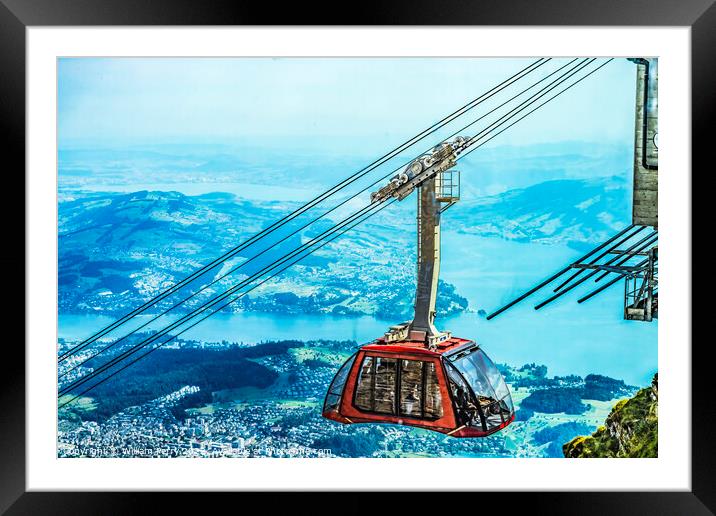 Cable Car Descending Mount Pilatus Lucerne Switzerland Framed Mounted Print by William Perry