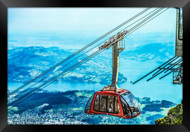 Cable Car Descending Mount Pilatus Lucerne Switzerland Framed Print by William Perry
