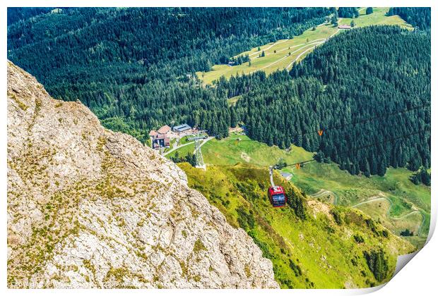 Cable Car Descending Mount Pilatus Lucerne Switzerland Print by William Perry