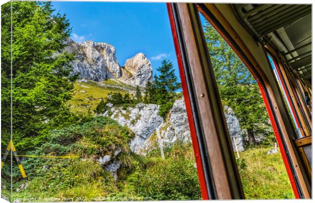 Cogwheel Rail Car Climbing Mount Pilatus Lucerne Switzerland Canvas Print by William Perry