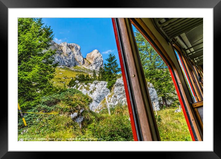 Cogwheel Rail Car Climbing Mount Pilatus Lucerne Switzerland Framed Mounted Print by William Perry
