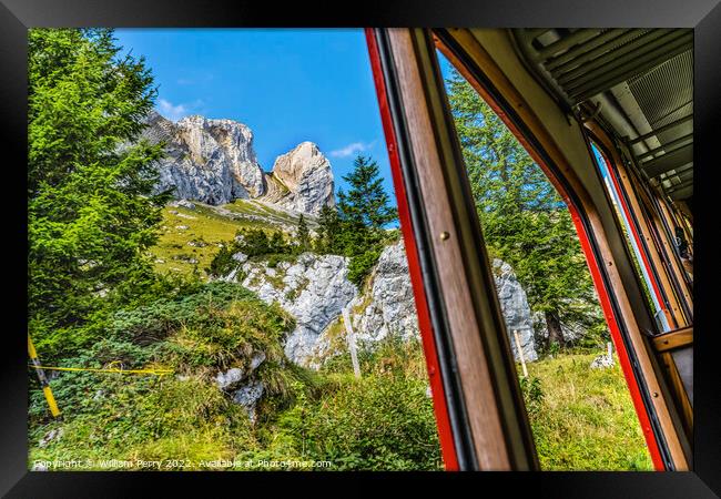 Cogwheel Rail Car Climbing Mount Pilatus Lucerne Switzerland Framed Print by William Perry