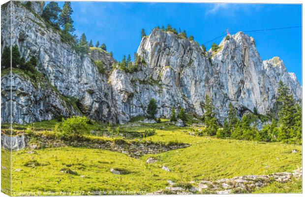 Rock Cliffs Pastures Climbing Mount Pilatus Lucerne Switzerland Canvas Print by William Perry