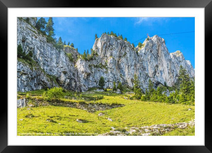 Rock Cliffs Pastures Climbing Mount Pilatus Lucerne Switzerland Framed Mounted Print by William Perry