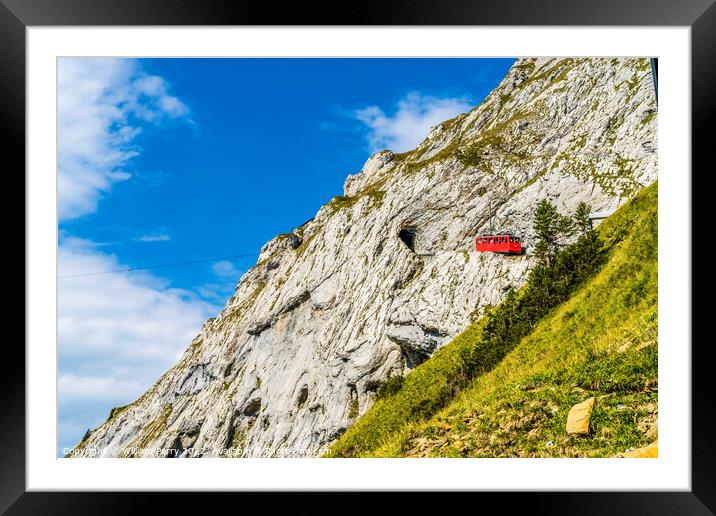Cogwheel Rail Car Climbing Mount Pilatus Lucerne Switzerland Framed Mounted Print by William Perry