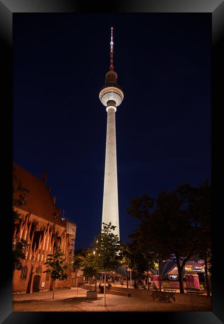 Television Tower at Night in Berlin Framed Print by Artur Bogacki