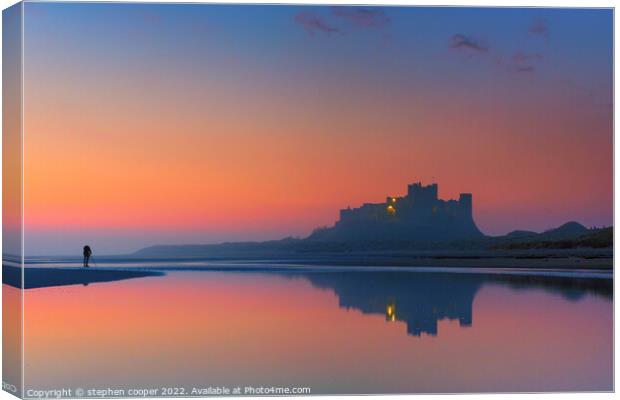  Bamburgh castle reflections Canvas Print by stephen cooper