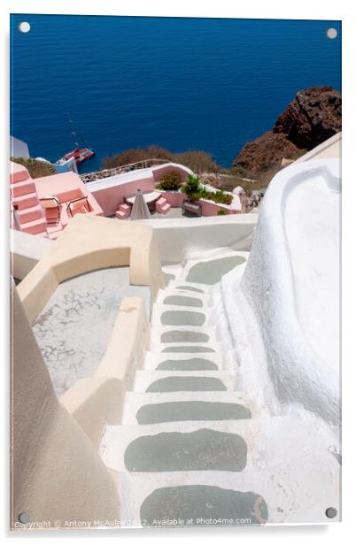 Santorini Stone Stairway Acrylic by Antony McAulay