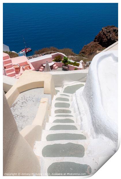 Santorini Stone Stairway Print by Antony McAulay