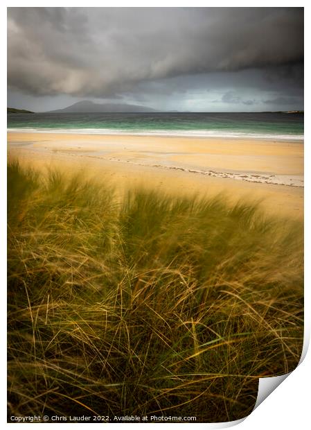 Majestic Luskentyre Beach During a Storm Print by Chris Lauder