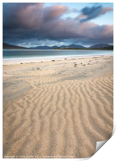 Serene Sunrise on Seilebost Beach Print by Chris Lauder