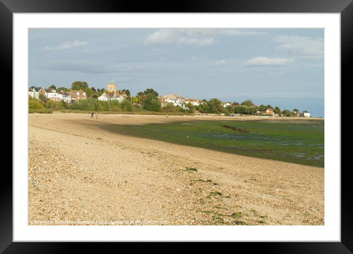 West Mersea beach at low tide Framed Mounted Print by Elaine Hayward