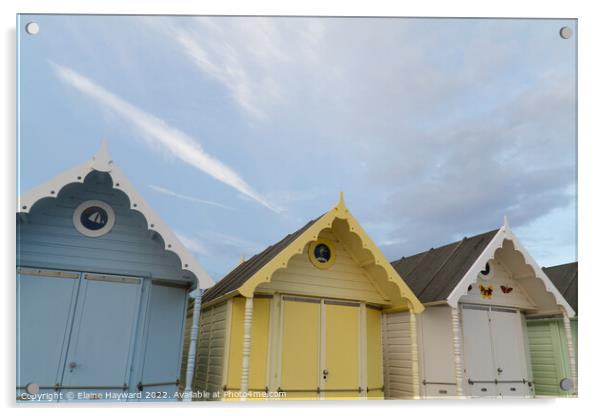 Beach huts at West Mersea close up Acrylic by Elaine Hayward