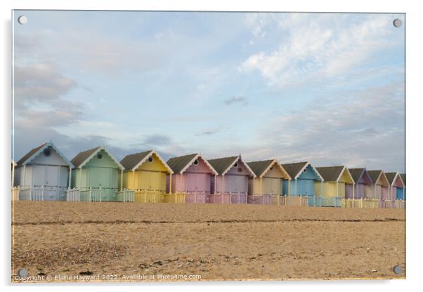 Mersea Island beach huts Acrylic by Elaine Hayward