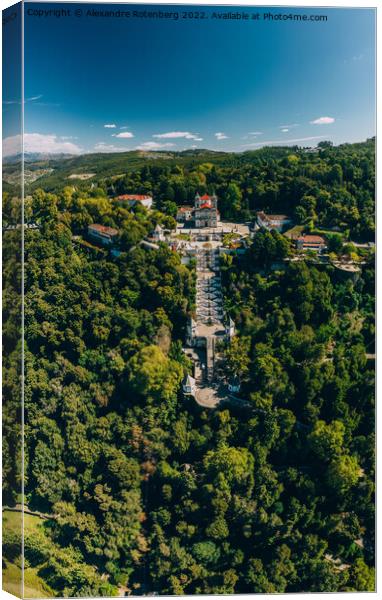 Aerial vertical view of Bom Jesus church in Braga, Portugal. Canvas Print by Alexandre Rotenberg