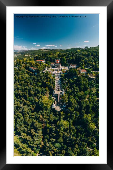 Aerial vertical view of Bom Jesus church in Braga, Portugal. Framed Mounted Print by Alexandre Rotenberg