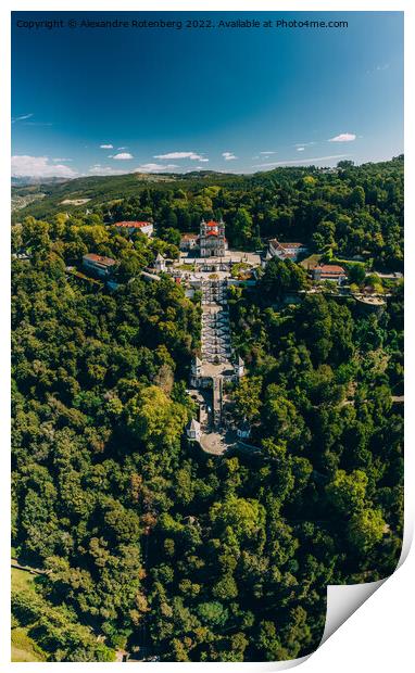 Aerial vertical view of Bom Jesus church in Braga, Portugal. Print by Alexandre Rotenberg