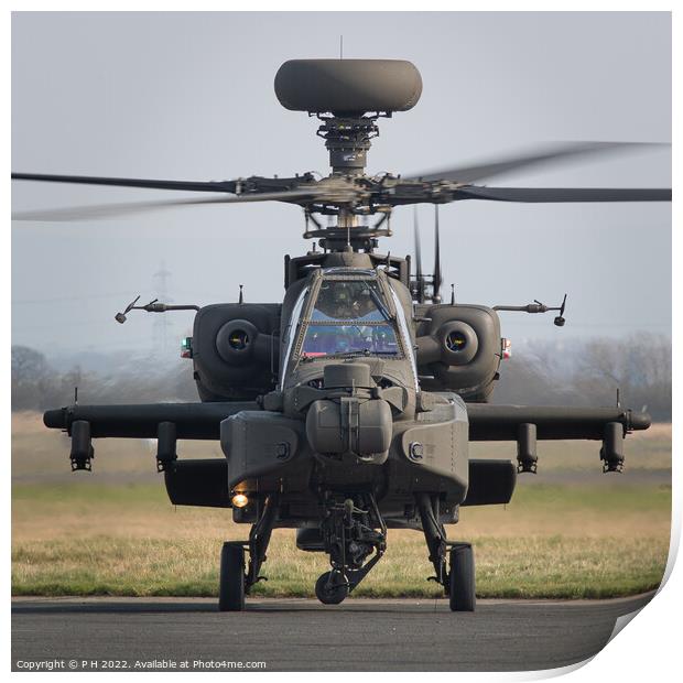 Attack Helicopter head on Print by P H