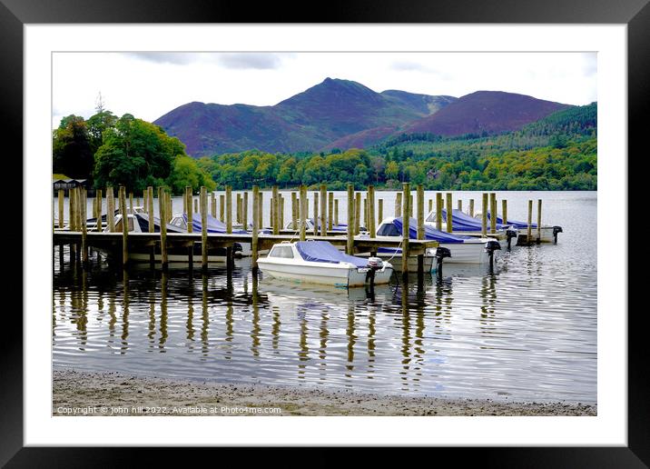 Jetty reflections on Derwentwater Keswick Cumbria Framed Mounted Print by john hill