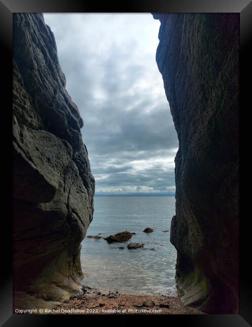 View through the rocks. Framed Print by Rachel Goodfellow