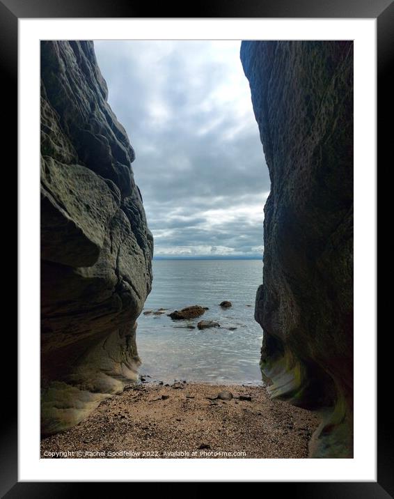 Sea through the rocks.  Framed Mounted Print by Rachel Goodfellow
