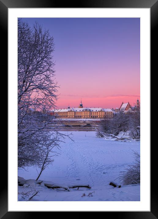 Royal Castle On Winter Dawn In Warsaw Framed Mounted Print by Artur Bogacki