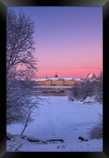Royal Castle On Winter Dawn In Warsaw Framed Print by Artur Bogacki