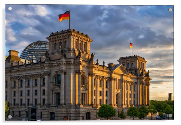 The Reichstag At Sunset In Berlin Acrylic by Artur Bogacki