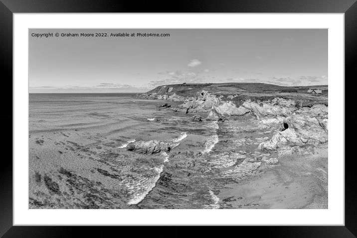 Dollar Cove looking north monochrome Framed Mounted Print by Graham Moore