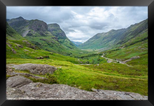 Scenic Glencoe valley in summer, Highlands of Scot Framed Print by Delphimages Art