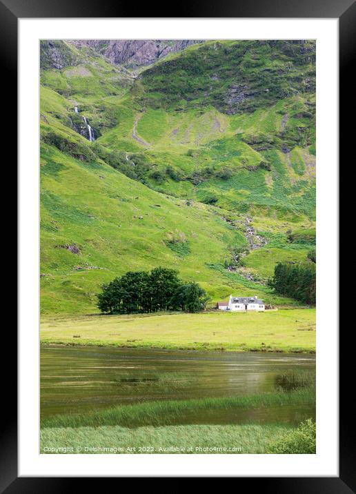 Lone house in Glen Coe valley, Highlands of Scotla Framed Mounted Print by Delphimages Art