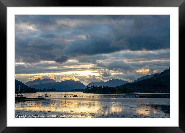 Loch Linnhe scenic landscape at sunset  in the Hig Framed Mounted Print by Delphimages Art