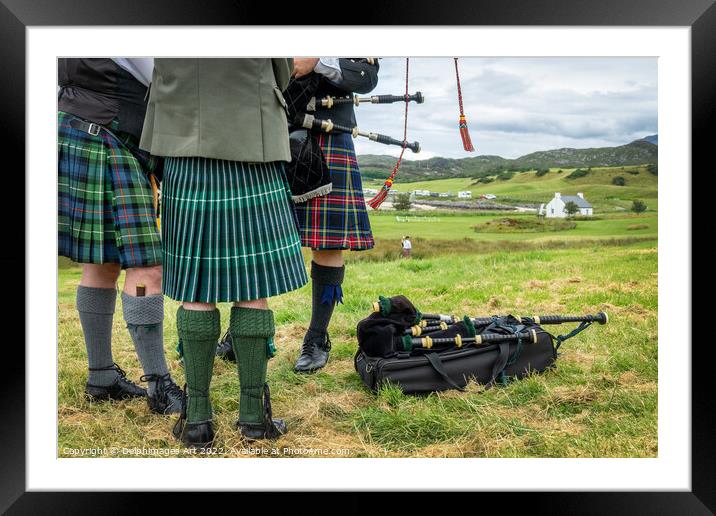 Scottish bagpipers during Highland Games, Scotland Framed Mounted Print by Delphimages Art