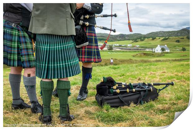 Scottish bagpipers during Highland Games, Scotland Print by Delphimages Art