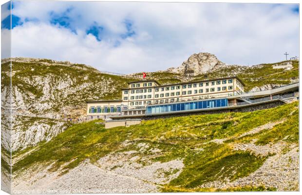 Hotel Summit Observation Point Mount Pilatus Lucerne Switzerland Canvas Print by William Perry