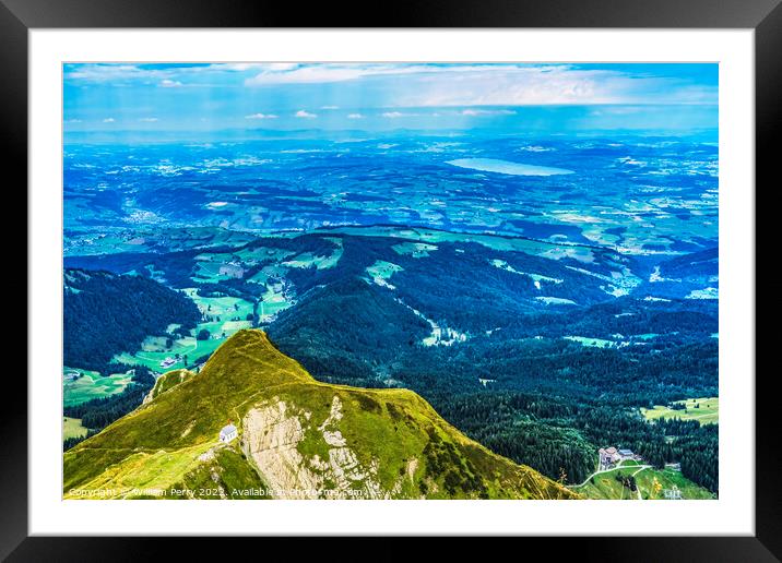 White Church Mount Pilatus Lucerne Switzerland Framed Mounted Print by William Perry