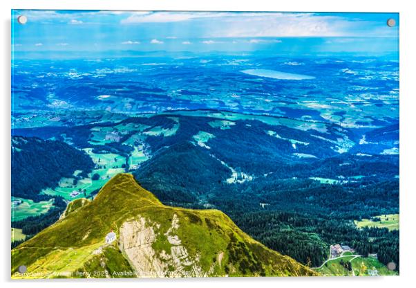 White Church Mount Pilatus Lucerne Switzerland Acrylic by William Perry