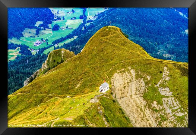 White Church Pastures Mount Pilatus Lucerne Switzerland Framed Print by William Perry